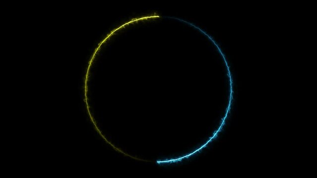 Neon light Popular circles with green spectral lines Ultraviolet light animation glows fluorescent neon lines. Loop motion graphics.
