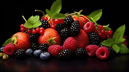 Fresh delicious Assorted fruits colorful isolated background. AI generated image