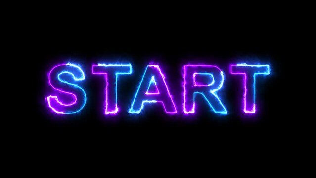 Game over, Play and Start animation text with blue and pink saber effect in seamless loop in 4K.