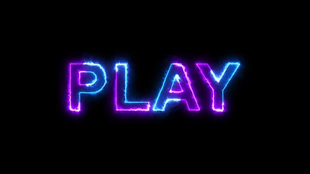 Game over, Play and Start animation text with blue and pink saber effect in seamless loop in 4K.