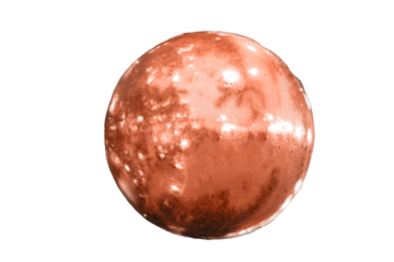 Big pink ball on a blue branch christmas tree, copy space, isolated on a white background