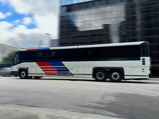 Houston Metro Commuter Bus Speeding through Downtown Houston