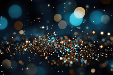 Abstract christmas background with bokeh defocused lights and stars. Aqua Glitter Background for Christmas or Special Occasion. 