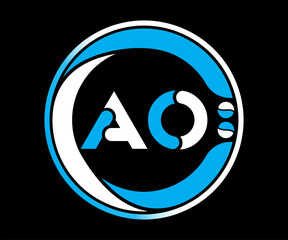 AO letter logo design with a circle shape AO Logo design with unique and simple design.