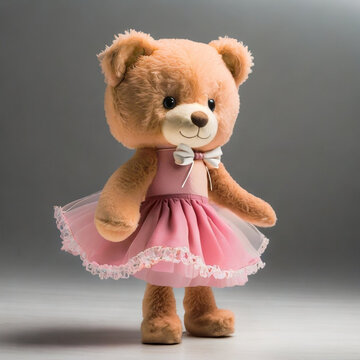 Classic ballet dancer teddy bear, cute plush hyperealistic