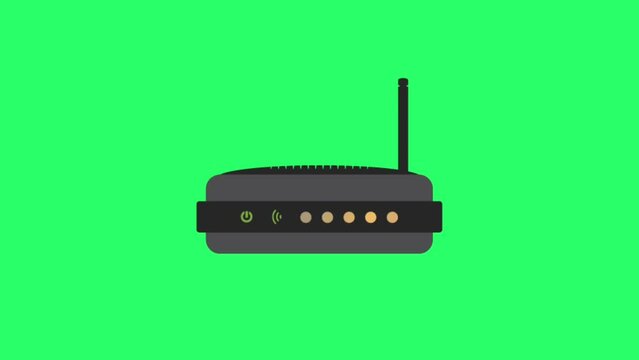 Animation black router on green background.
