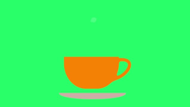 Animation coffee cup on green background.