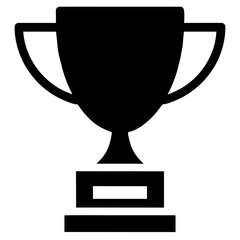 Shining victory trophy. Path to success. Essence of winning. Champions trophy symbol. Victory and achievement icon in black and white