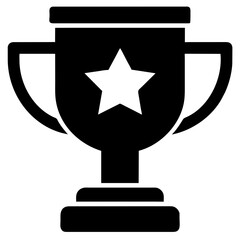 Shining victory trophy. Path to success. Essence of winning. Champions trophy symbol. Victory and achievement icon in black and white
