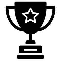 Shining victory trophy. Path to success. Essence of winning. Champions trophy symbol. Victory and achievement icon in black and white