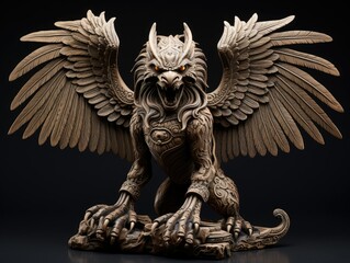 Balinese Wood-Carved Garuda Statue