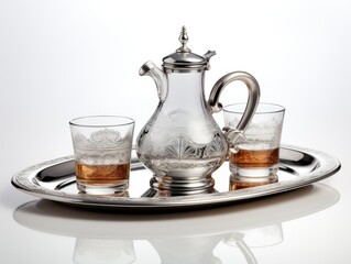 Engraved Moroccan Silver Tea Set