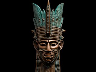 African Bronze Benin Head - obrazy, fototapety, plakaty