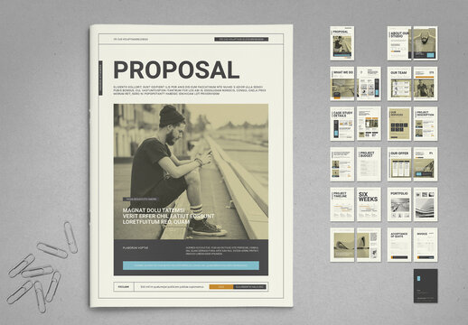 Modern Buisiness Proposal Offer Template for Agency, Photograp, Freelancer with Pale Beige and Sepia colors