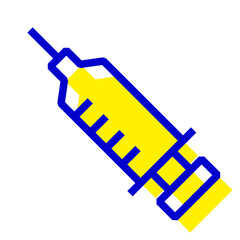 ペット、予防注射、注射器を表す2色スタイルのアイコン