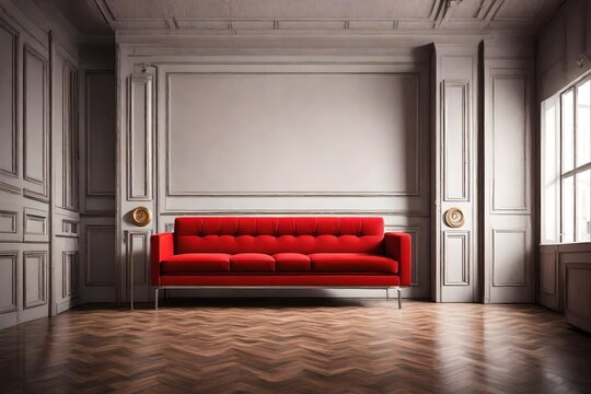 red sofa in a room