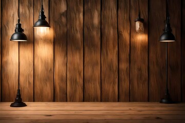lamp on wood background