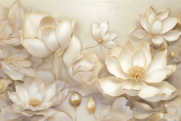 Obraz na płótnie Canvas Customized lotus flower wallpaper with pearlescent luxury background. Generative AI
