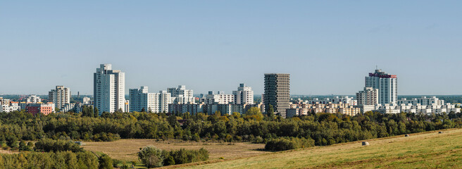 Panoramic view of the skyline of Gropiusstadt in Berlin Rudow, a borough of Neukölln.