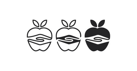 illustration of two hands combination with apple symbol