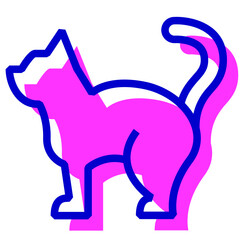 動物、猫を表す2色スタイルのアイコン