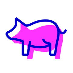 動物、豚を表す2色スタイルのアイコン