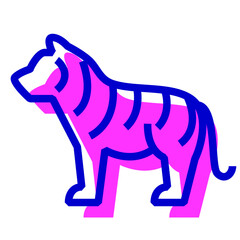 動物、虎を表す2色スタイルのアイコン
