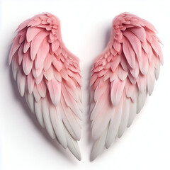 Heart shape angel wings isolated on white background  - obrazy, fototapety, plakaty