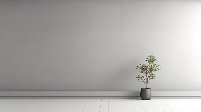 Contemporary minimalist empty interior with blank wall. 3d render illustration mock up.