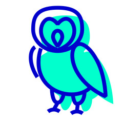 鳥、ふくろうを表す2色スタイルのアイコン