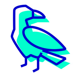鳥、カラスを表す2色スタイルのアイコン