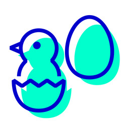 鳥、卵、ひよこを表す2色スタイルのアイコン