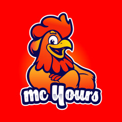 Cartoon rooster logo mascot. Vector logo for Street food and Restaurant © YOGI
