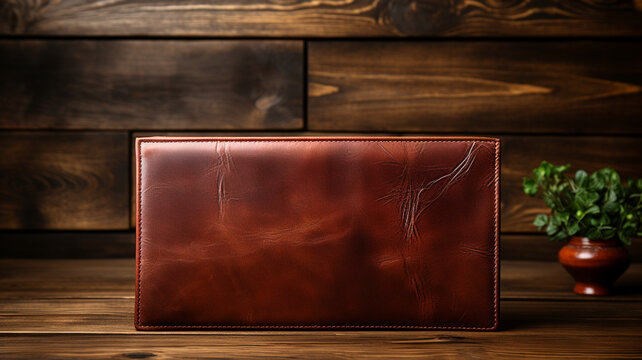 brown leather wallet on wooden table