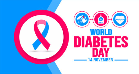 14 November is World Diabetes Day background template. Holiday concept. background, banner, placard, card, and poster design template with text inscription and standard color. vector illustration.