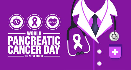 16 November is Pancreatic Cancer Awareness Day background template. Holiday concept. background, banner, placard, card, and poster design template with text inscription and standard color. vector