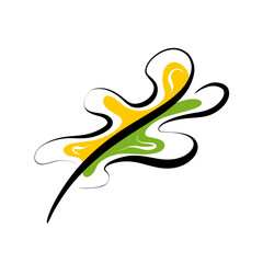 Autumn leave icon. Yelow and green. Autumn is coming