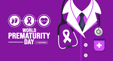 17 November is World Prematurity Day background template. Holiday concept. background, banner, placard, card, and poster design template with text inscription and standard color. vector illustration.