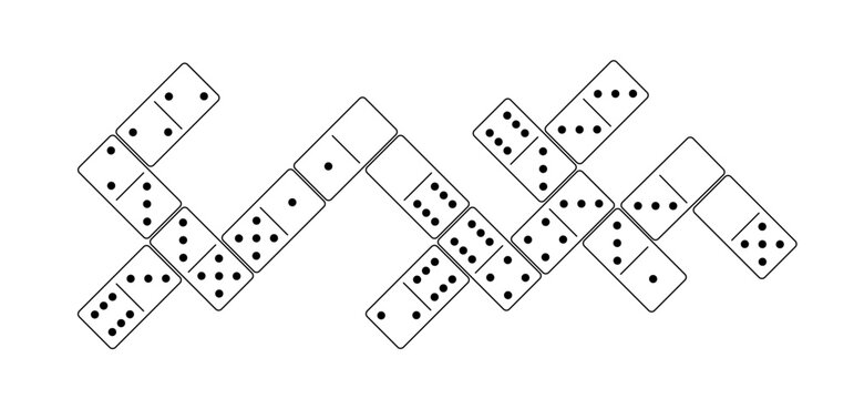 Dominos bones with shadows, set 28 pieces for game, isolated on