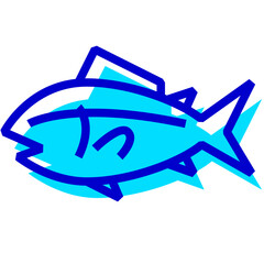 魚、マグロを表す2色スタイルのアイコン