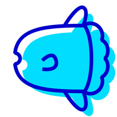 魚、マンボウを表す2色スタイルのアイコン