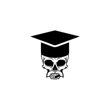vector is education logo. Consists of skull and graduation cap elements.