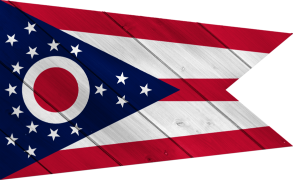 Ohio US state flag on textured background. Conceptual collage.