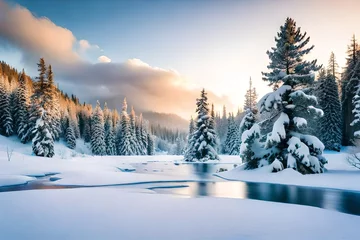 Foto op geborsteld aluminium Toilet winter landscape with snow
