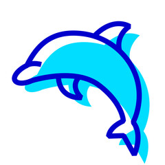 海の生物、イルカを表す2色スタイルのアイコン