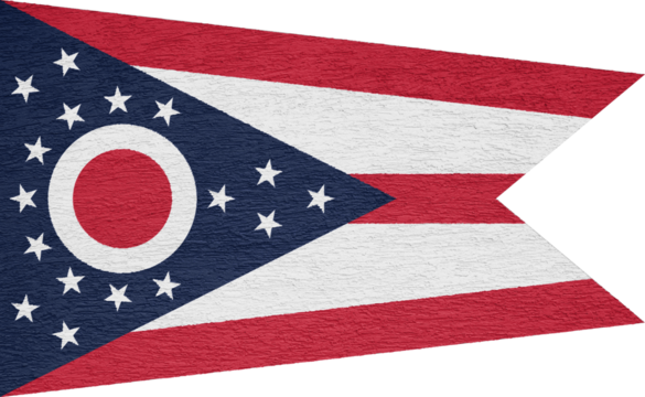 Ohio US state flag on textured background. Conceptual collage.