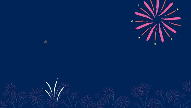 Pink and white firework display on blue background