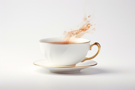 tea cup on white background. Generative AI