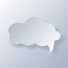 Papercut Grey White Speech Bubbles. 3D Papercraft cut talk frame icon for posters and flyers, presentation, web, social media, design, banner, stickers  and stories