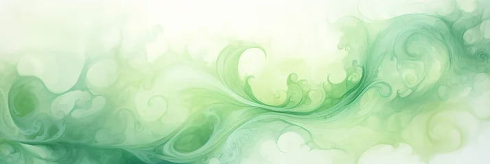 Tuinposter banner pastel watercolor green smoke abstract solid background, Abstract geometric form liquid splatter texture © Jim1786